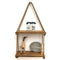 1/2/3Tier Wooden Wall Mounted Rope Floating Storage Shelf Kitchen Rack Hanging Shelves Holder