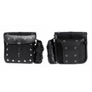 27x12x25cm Pair Black Motorcycle PU Leather Side Box Hanging Saddlebags with Water Bottle Bag