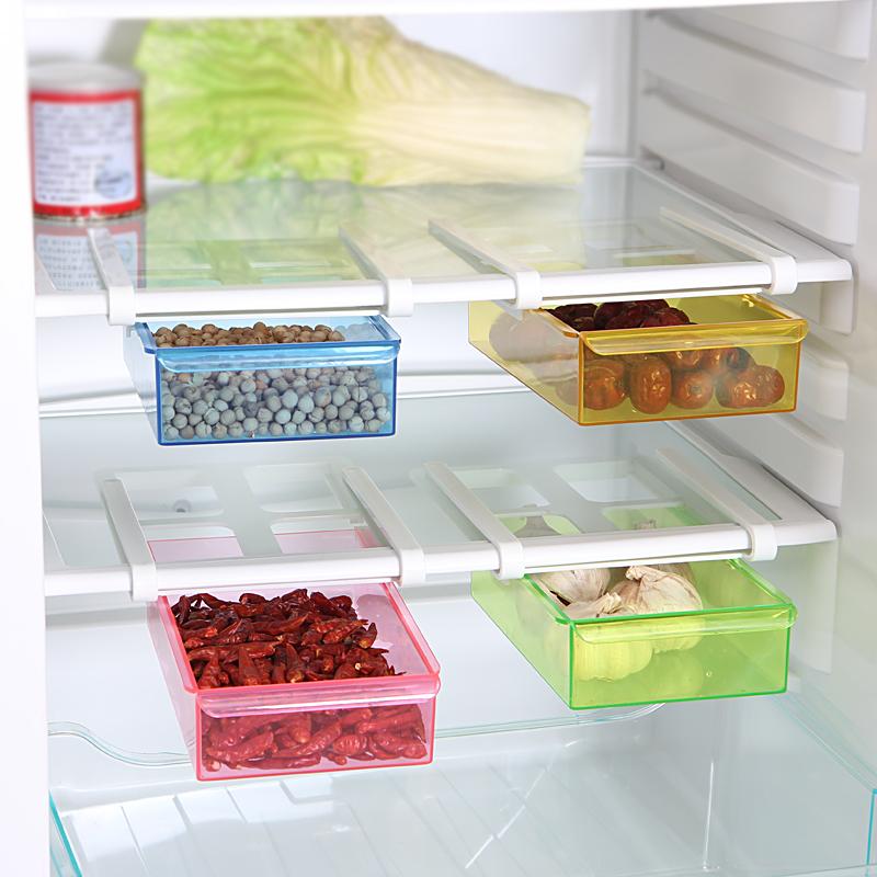 Slide Kitchen Fridge Freezer Space Saver Refrigerator Storage Rack Shelf Multifunction Storage Tools