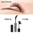 Music Flower Black Thick Double Brush Mascara Electric Eye Fixer Makeup Waterproof Longlasting Curling Smudgeproof