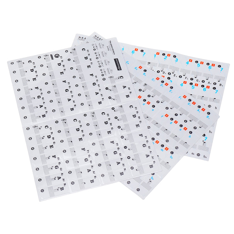 Music Keyboard Stickers & Piano Stickers 61 KEY SET Removable White Laminated Stickers