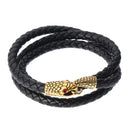 Trendy Multilayer Snake Shape Bracelet Gold Leather Bracelets For Men