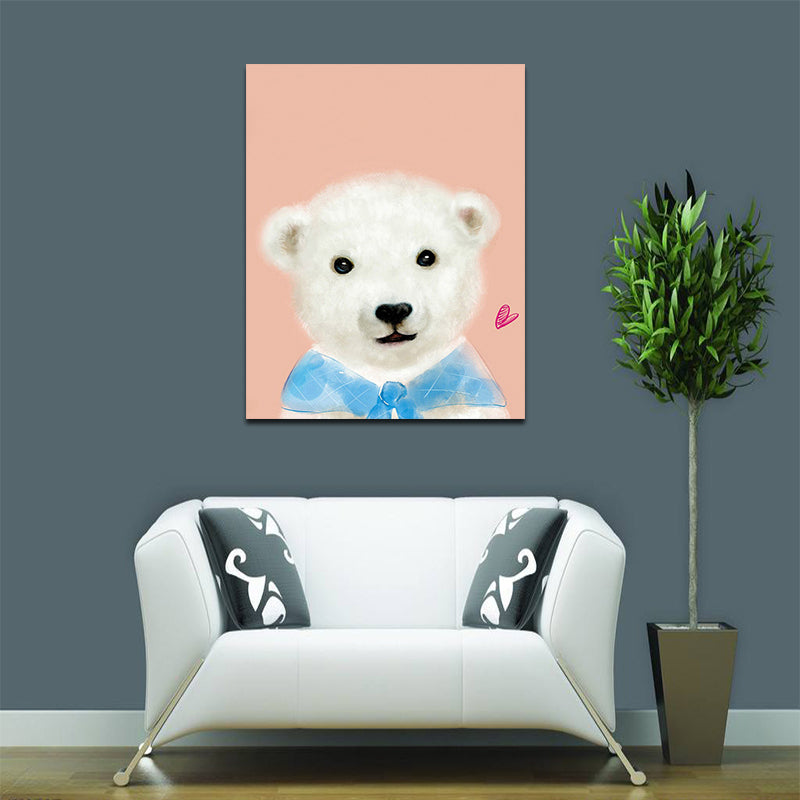 Miico Hand Painted Oil Paintings Cartoon White Bear Paintings Wall Art For Home Decoration