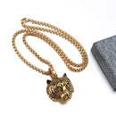 Men's Punk Gold Black Tiger Stainless Steel Long Necklace Hip-hop Accessory