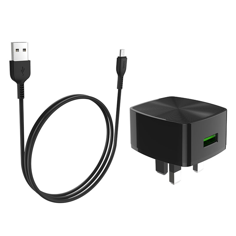HOCO C70B UK QC 3.0 Charger Power Adapter With Micro USB Cable for Tablet Smartphone