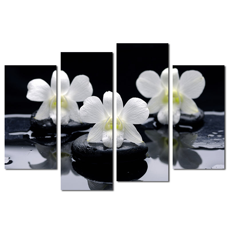 Miico Hand Painted Four Combination Decorative Paintings Three Flowers Wall Art For Home Decoration