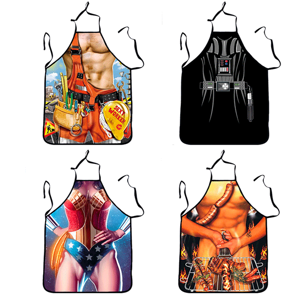 Honana CF-SA04 3D Sexy Naked Male Apron Kitchen Barbecue BBQ Grill Muscle Man Apron