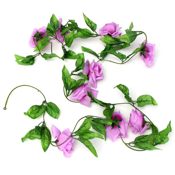 2.4m Artificial Plastic Rose Flower Green Leaves Garland Home Garden Wedding Party Decorations