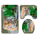 1.8M Bath Bathroom Decor Shower Curtain Set Tiger Lion Prints Polyester 12 Hook
