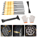 10pcs Lengthening Belts Car Snow Tire Chain with Gloves Shovel Storage Bag