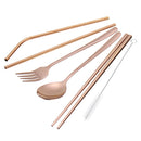 Portable Reusable Stainless Steel Coffee Tea Milk Drinking Straw Cleaning Brush Fork Spoon Box Set