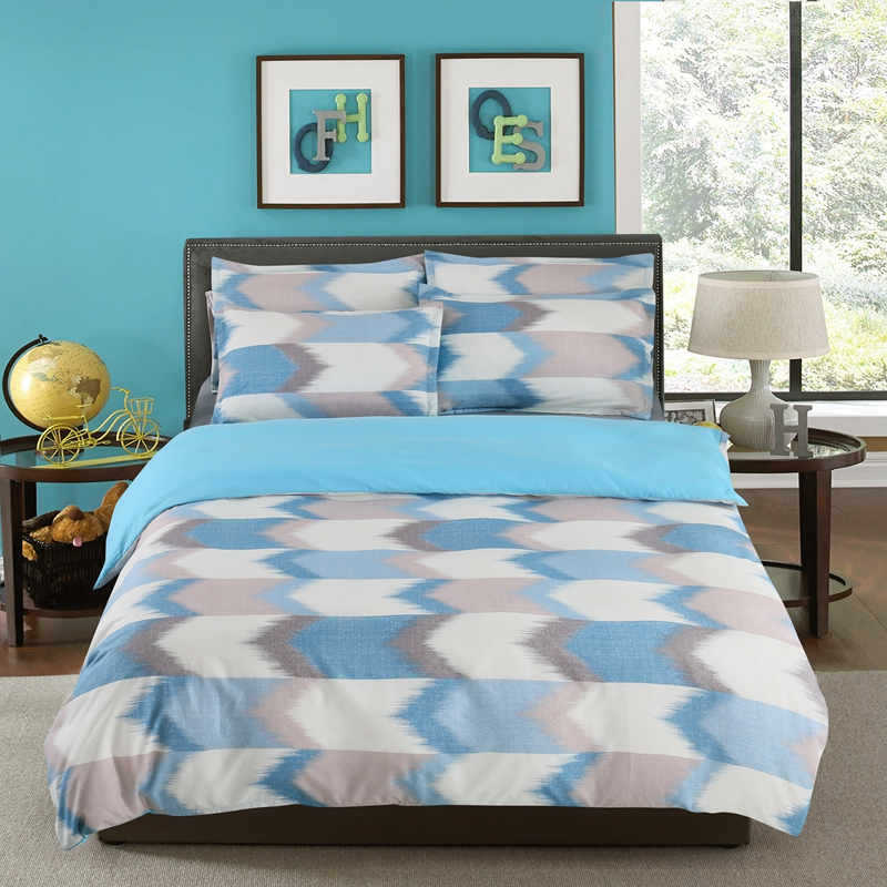 3 PCS Bedding Sets Geometric Lattice Pattern Quilt Cover Pillowcase For Queen Size