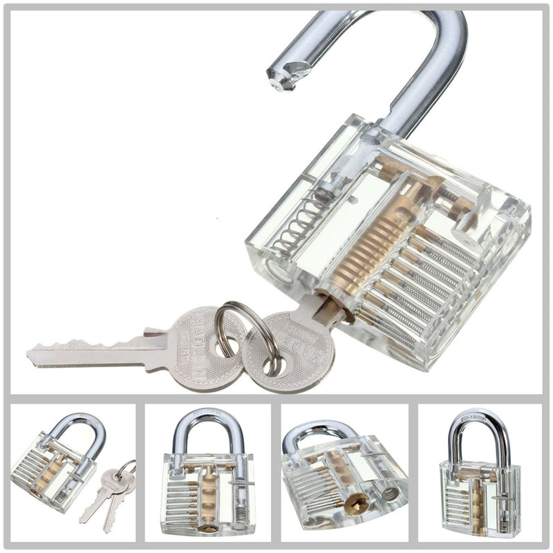 Transparent Cutaway Inside View Of Practice Padlock Lock Locksmith Trainer Skill Pick with Two Keys