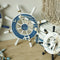 Wooden Boat Ship Steel Ring Wheel Wall Plaque Nautical Beach Tropical Decor