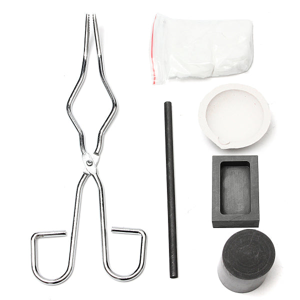 6Pcs Gold Silver Crucible Melting Borax Tongs Rod Graphite Ingot Mold Casting Kits