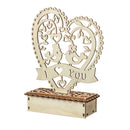 Romantic Lovebirds Wedding LED Light Wooden Ornament Bridal Heart Shape Decorations