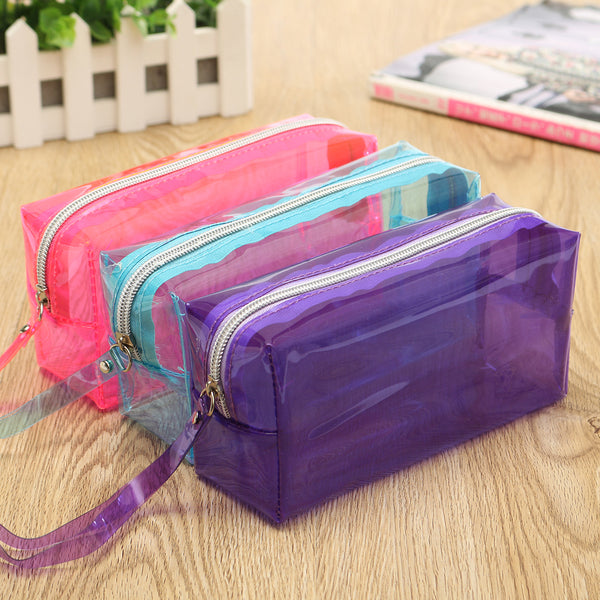 Clear Cosmetic Bags Pouch Zipper Toiletry Multifunctional Plastic PP Bag Lady Makeup Case L Size