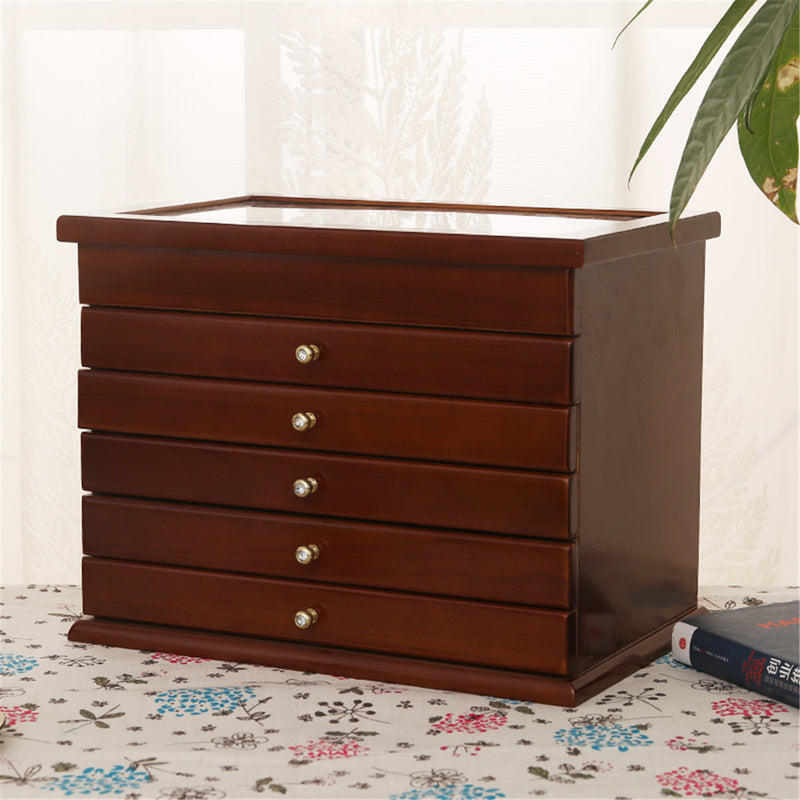 Luxury Multi-Layer High Gloss Wooden Jewelry Box Stylish Retro Storage Jewelry Box