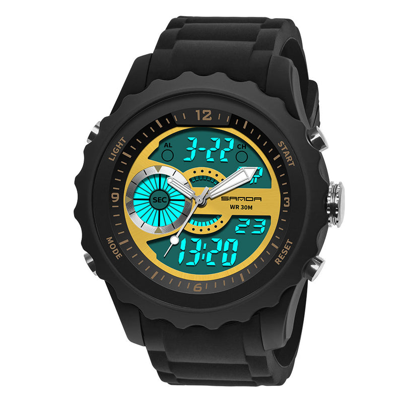 SANDA 769 Dual Digital Digital Watch Men PU Stopwatch Luminous Display Calendar Outdoor Sport Watch