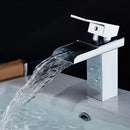 Chrome One Handle Waterfall Tap Bathroom Basin Sink Faucet Square Mixer Hot&Cold Tap