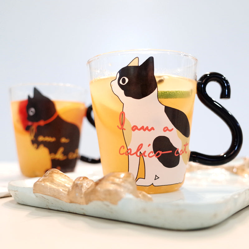 Cat Glass Cartoon Children's Cup Creative Handle Coffee Cup Single-layer Transparent Juice Drink Cup