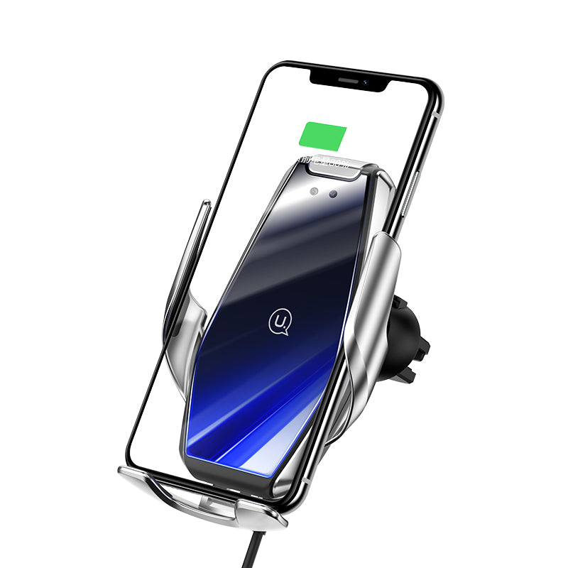 USAMS 15W Wireless Charger Infrared Sensor Air Vent Dashboard Car Phone Holder Car Mount for 4.0-6.5 Inch Qi-enabled Smart Phone for iPhone 11 for Samsung Galaxy Note 10 Xiaomi