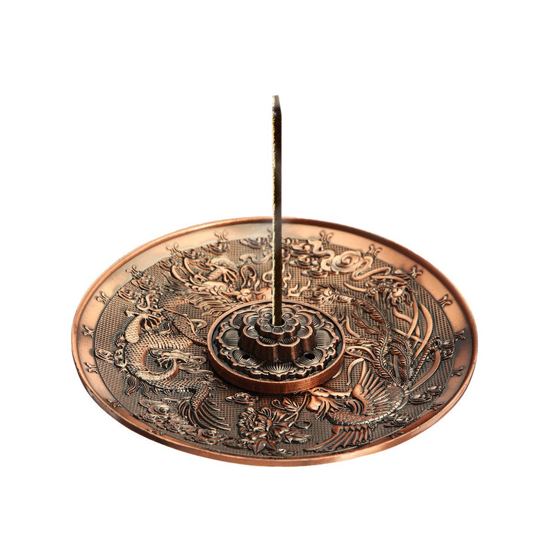 5 Holes Dragon Lotus Incense Burner Holder Retro Censer Plate For Stick Cone