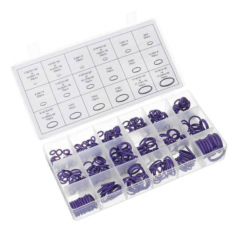 270pcs 18 Sizes Rubber Ring Hydraulic Nitrile Seals Purple Rubber O Ring Assortment Kit