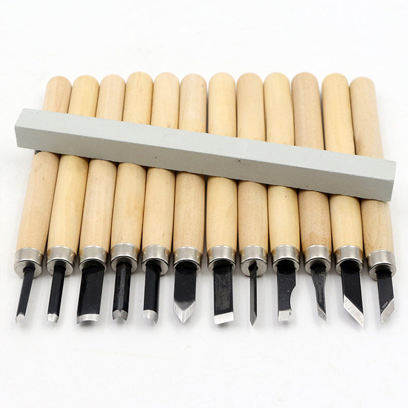 12Pcs/Set High Carbon Steel Wood Carving Chisel Chip Detail Chisel Woodworking Tools