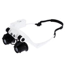 DANIU Portable Head Wearing Magnifying Glass 10X 15X 20X 25X LED Double Eye Repair Magnifier Loupe