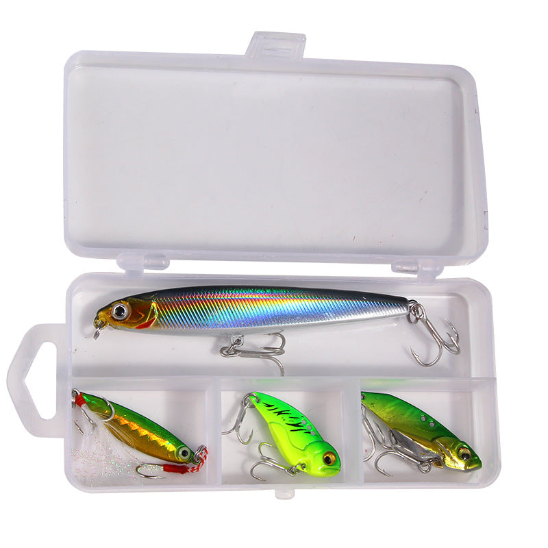 ZANLURE 4PCS Fishing Lure Set Rotating Tail Popper Topwater Swim Crankbait Artificial Hard Bait
