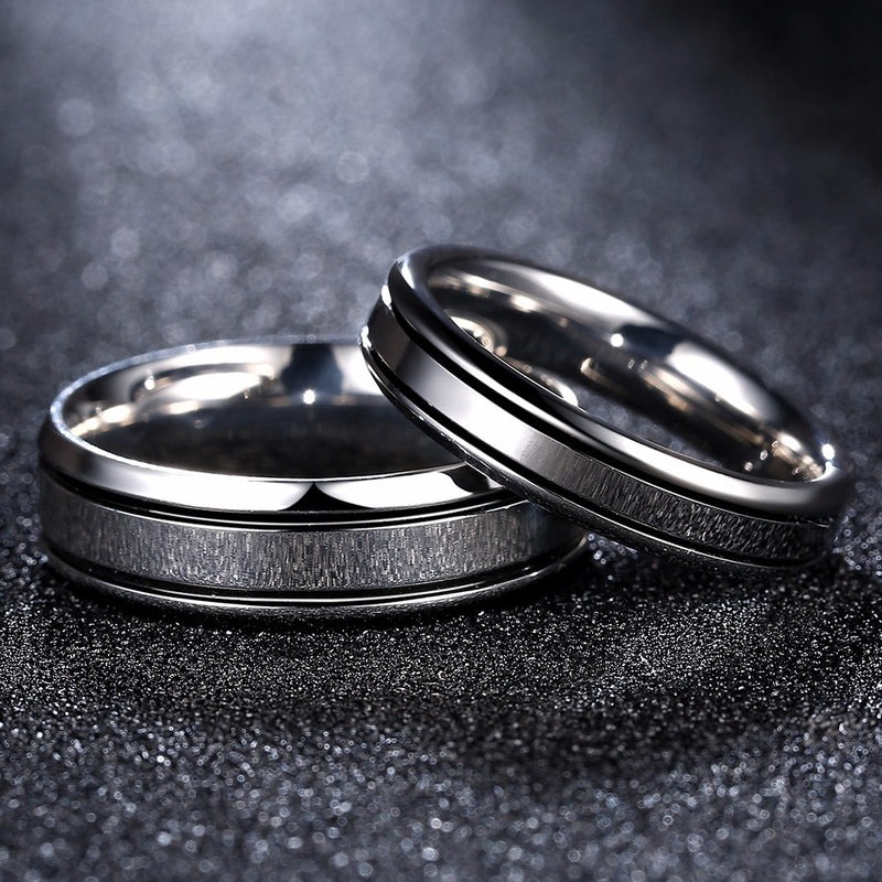 Silver Stainless Steel Women Men Couple Lover Ring Jewelry Gift For Wedding