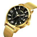 SKMEI 9166 Gold Case Business Style Men Wrist Watch Milan Stainless Steel Quartz Watches