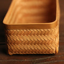 Bamboo Storage Basket Tray Food Hamper Bread Fruit Tea Box Organizer W/ Lid