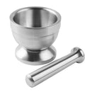 Kitchen Stainless Steel Mortar and Pestle Spice Grinder Hand Crusher Masher Bowl, Silver, 12cm dia