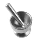 Kitchen Stainless Steel Mortar and Pestle Spice Grinder Hand Crusher Masher Bowl, Silver, 12cm dia