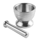 Kitchen Stainless Steel Mortar and Pestle Spice Grinder Hand Crusher Masher Bowl, Silver, 12cm dia