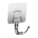 Stainless Steel Wall Mount Self Adhesive Sticky Double Hook Bathroom Kitchen