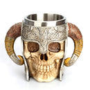 3D Skull Mugs Stainless Steel Resin Cup Skeleton Knight Beer Mug,18oz