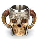 3D Skull Mugs Stainless Steel Resin Cup Skeleton Knight Beer Mug,18oz