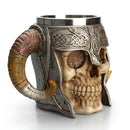 3D Skull Mugs Stainless Steel Resin Cup Skeleton Knight Beer Mug,18oz