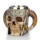 3D Skull Mugs Stainless Steel Resin Cup Skeleton Knight Beer Mug,18oz
