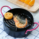 Japanese Tempura Fryer Pot, Mini Deep Fry Pan with Drainer, 7 Inch (18 cm)