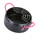 Japanese Tempura Fryer Pot, Mini Deep Fry Pan with Drainer, 7 Inch (18 cm)