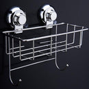 Suction Bathroom Wall Accessories Shower Caddy Storage Basket with Hooks