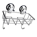 Suction Bathroom Wall Accessories Shower Caddy Storage Basket with Hooks