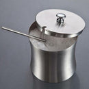 Condiment Pot Spice Salt Sugar Coffee Stainless Steel Serving Jar with Spoon, Tea Storage, Nuts Jar, Holding Dressings, Dipping, Salad Bar Serving,Silver, for Kitchen Restaurant