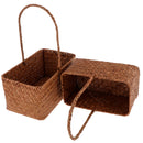 2x Rattan Woven Storage Basket Sundries Food Container Organizer Rectangle