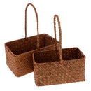 2x Rattan Woven Storage Basket Sundries Food Container Organizer Rectangle