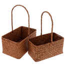 2x Rattan Woven Storage Basket Sundries Food Container Organizer Rectangle
